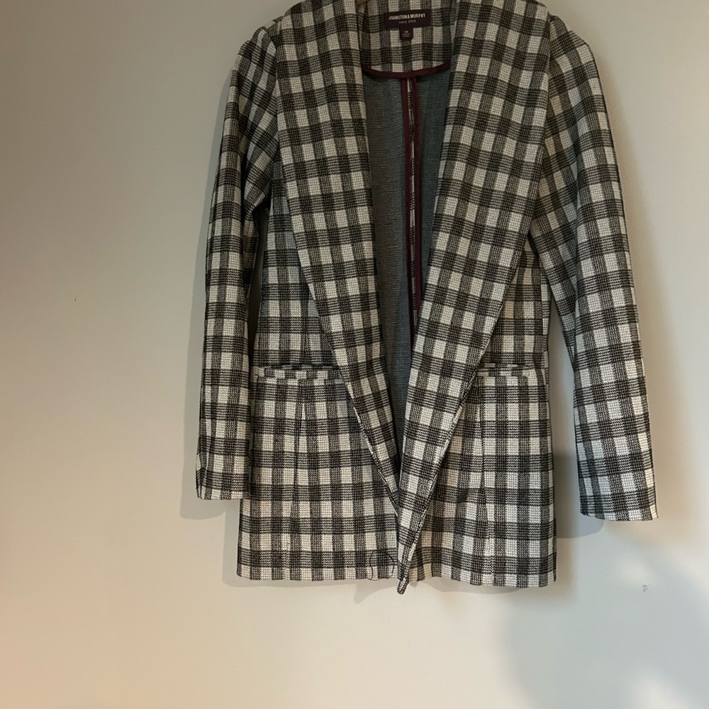 Johnston & Murphy Black and White Checked Blazer